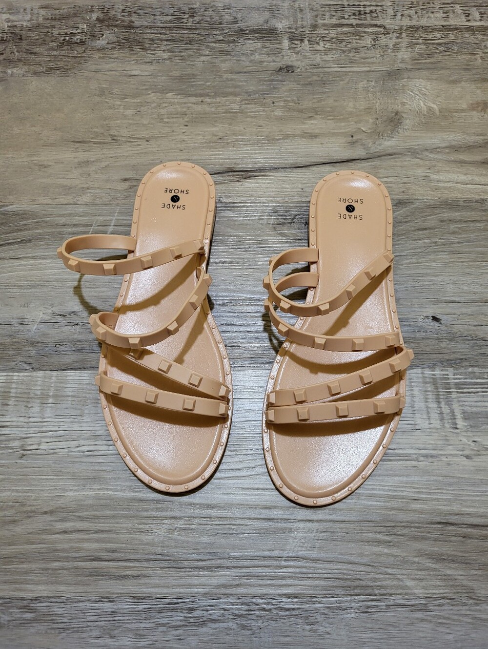Shade & Shore Liv Studded Strap Blush Slide Sandals size Womens 9